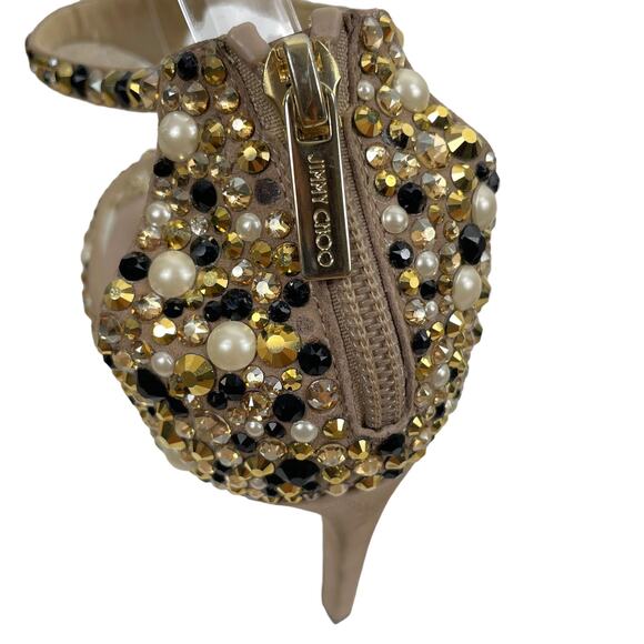 $1,750 Jimmy Choo Sanoi Crystals Tan Suede Embellished Shoes Size 38 (8) - Picture 8 of 12